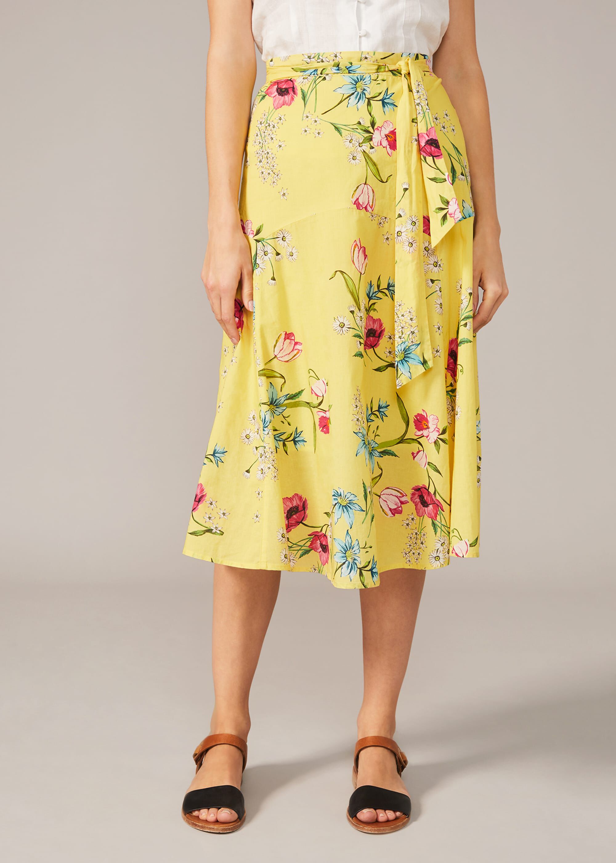 Louma Floral Cotton Midi Skirt | Phase ...